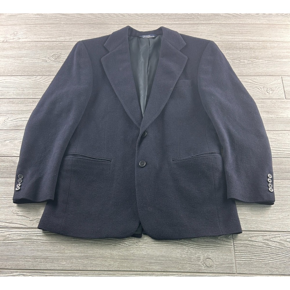 Polo Ralph Lauren Mens Navy Blue 100% Camel Hair Blazer Sport Coat Jacket USA